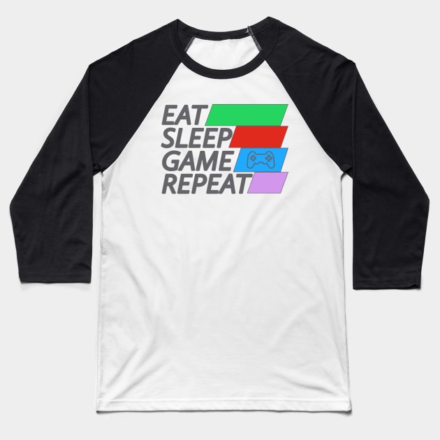 Eat Sleep Game Repeat Baseball T-Shirt by Draven